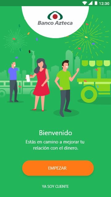 Pantalla de bienvenida — Banco Azteca
